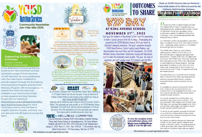 YCUSD Nutrition Services 1st Quarte 2026 Community Newsletter