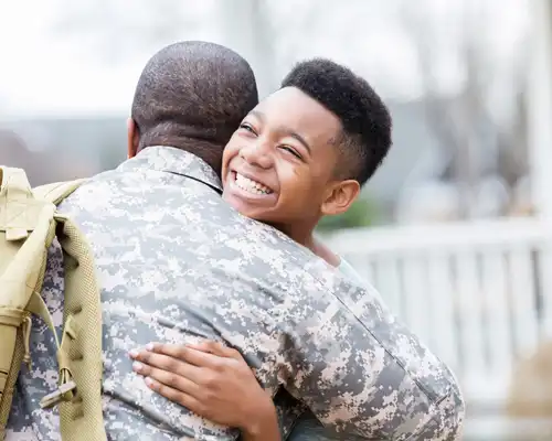 Dad and Son Hugging
