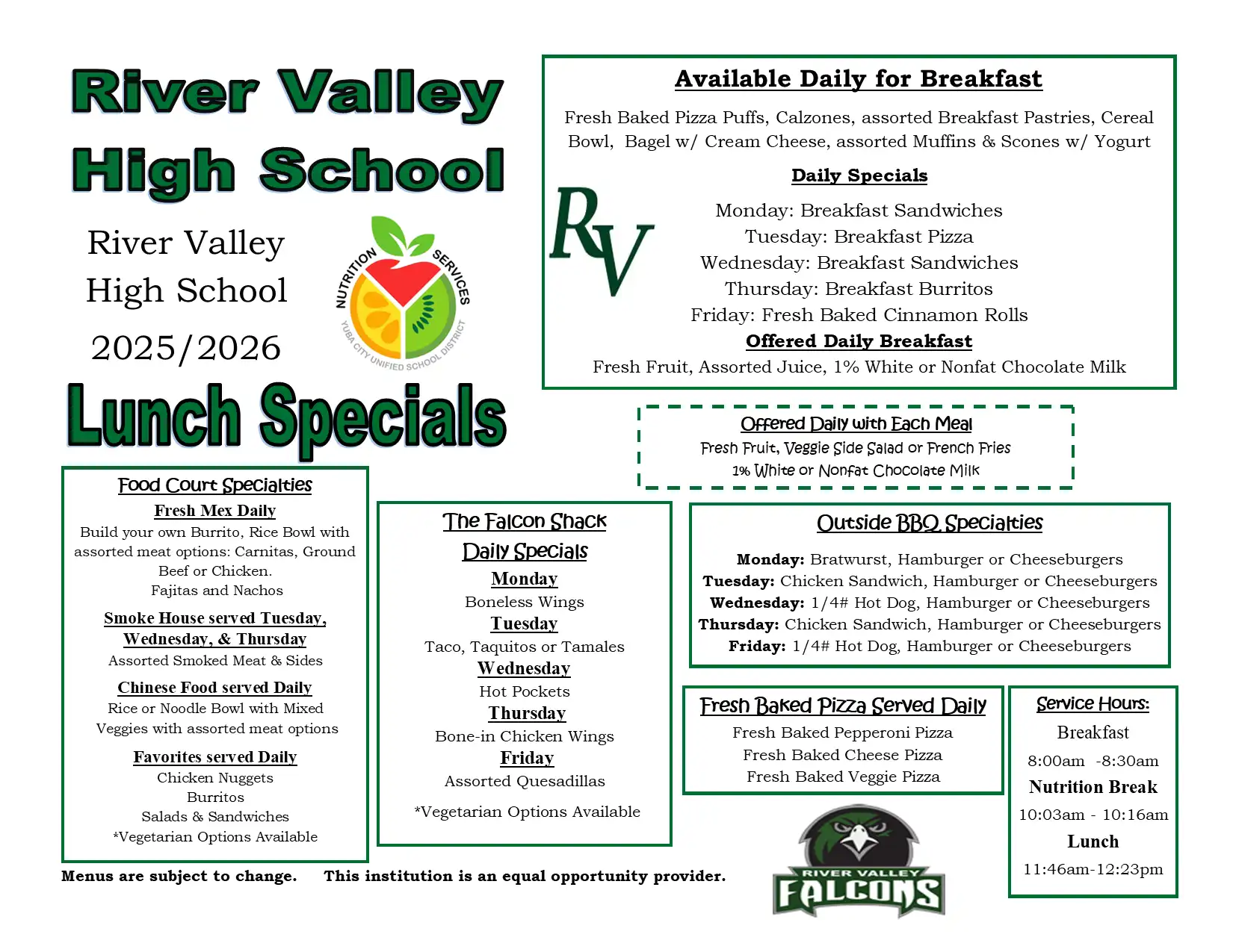 RVHS 2025-2026 Menu