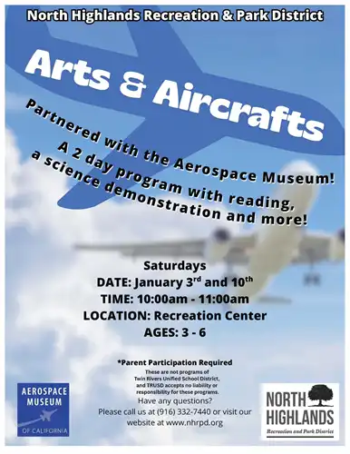 NHRPD Arts & Aircrafts Offering. Call 916-332-7440 for more information.