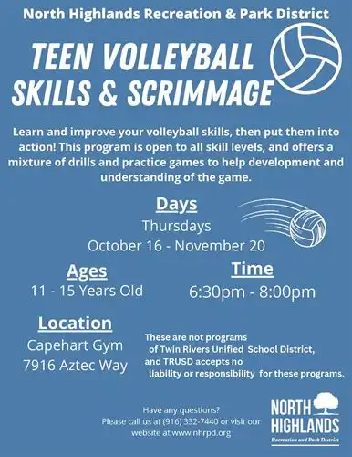 Teen Volleyball Skills & Scrimmage flyer