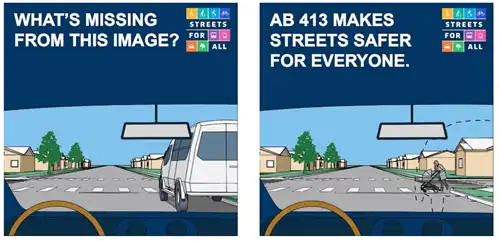 Before and after driver view of new daylight law.