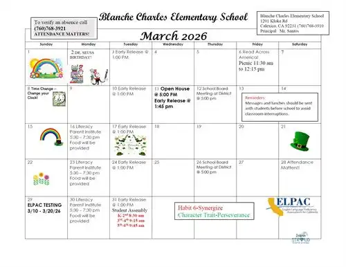 March calendar english