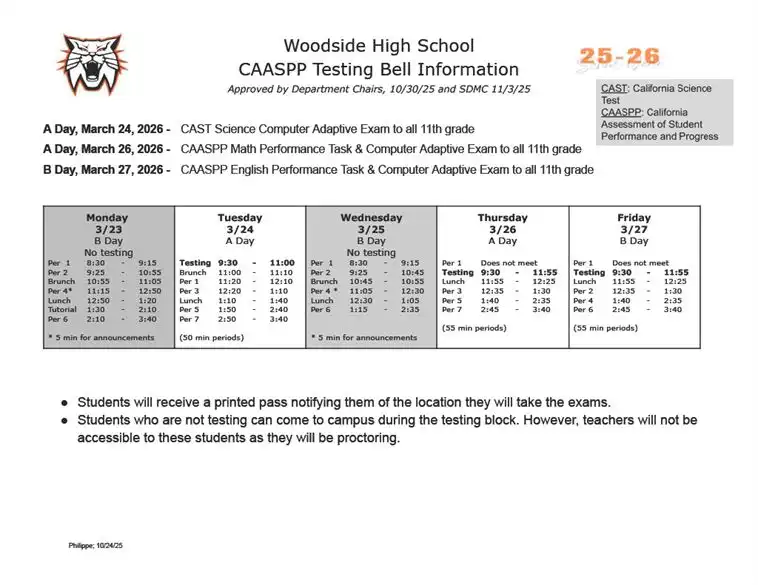 CAASPP Schedule 2025-2026