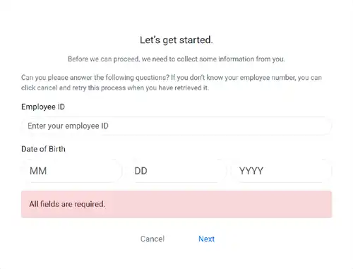 Employee Hub Enter Personal Info