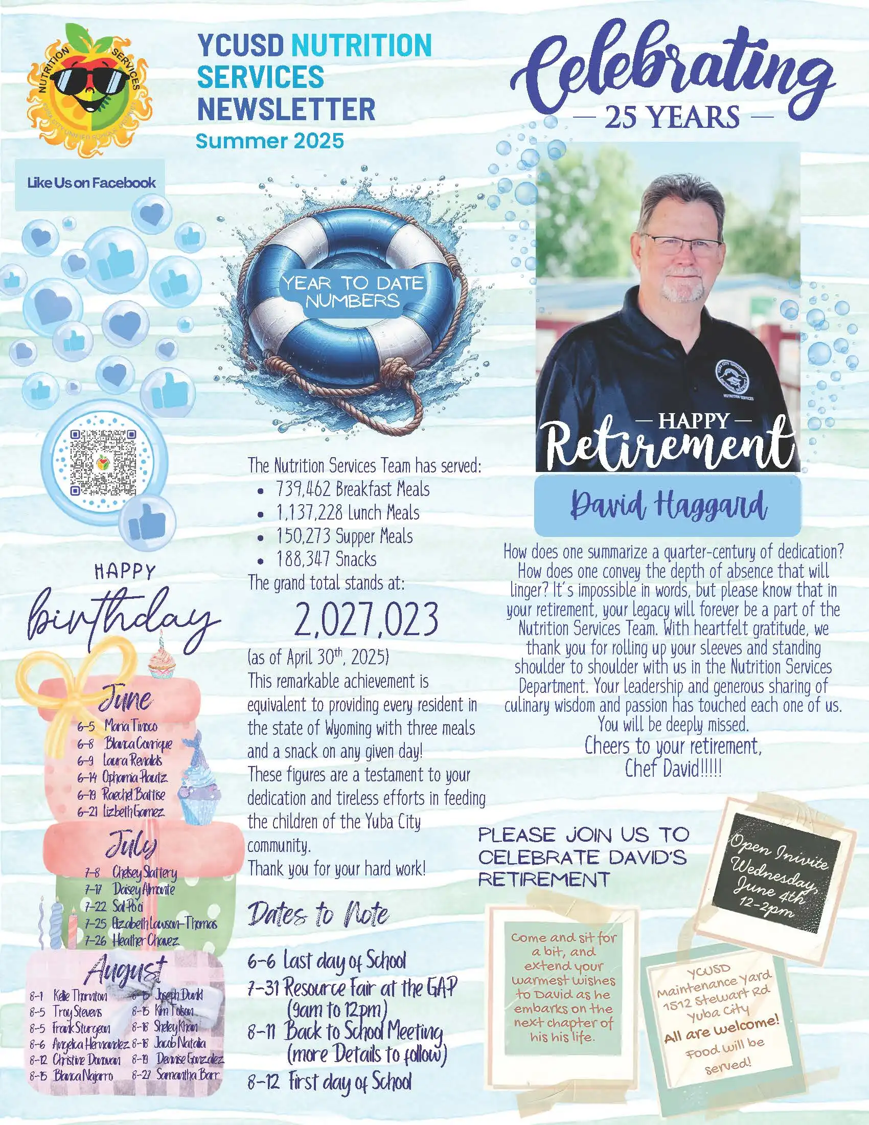 YCUSD Nutrition Services Summer 2025 Newsletter