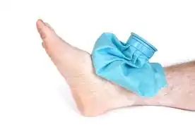 ankle with ice
