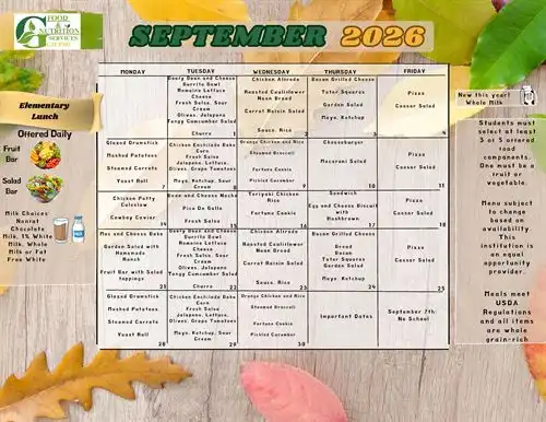 September Lunch Menu