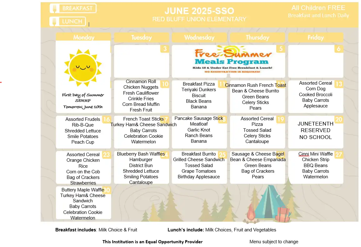 June 2025 SERRF program menu
