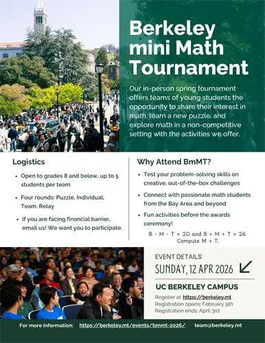 Berkeley Math Tournament flyer