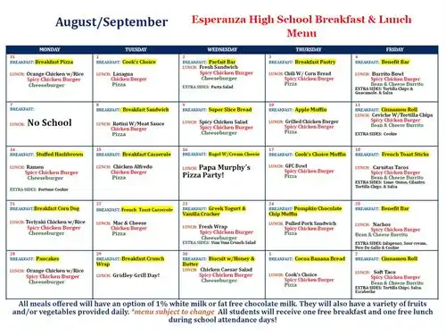 Esperanza HS menu