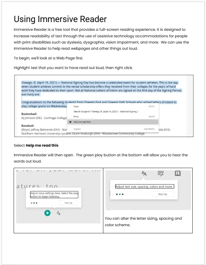 Using Immersive Reader