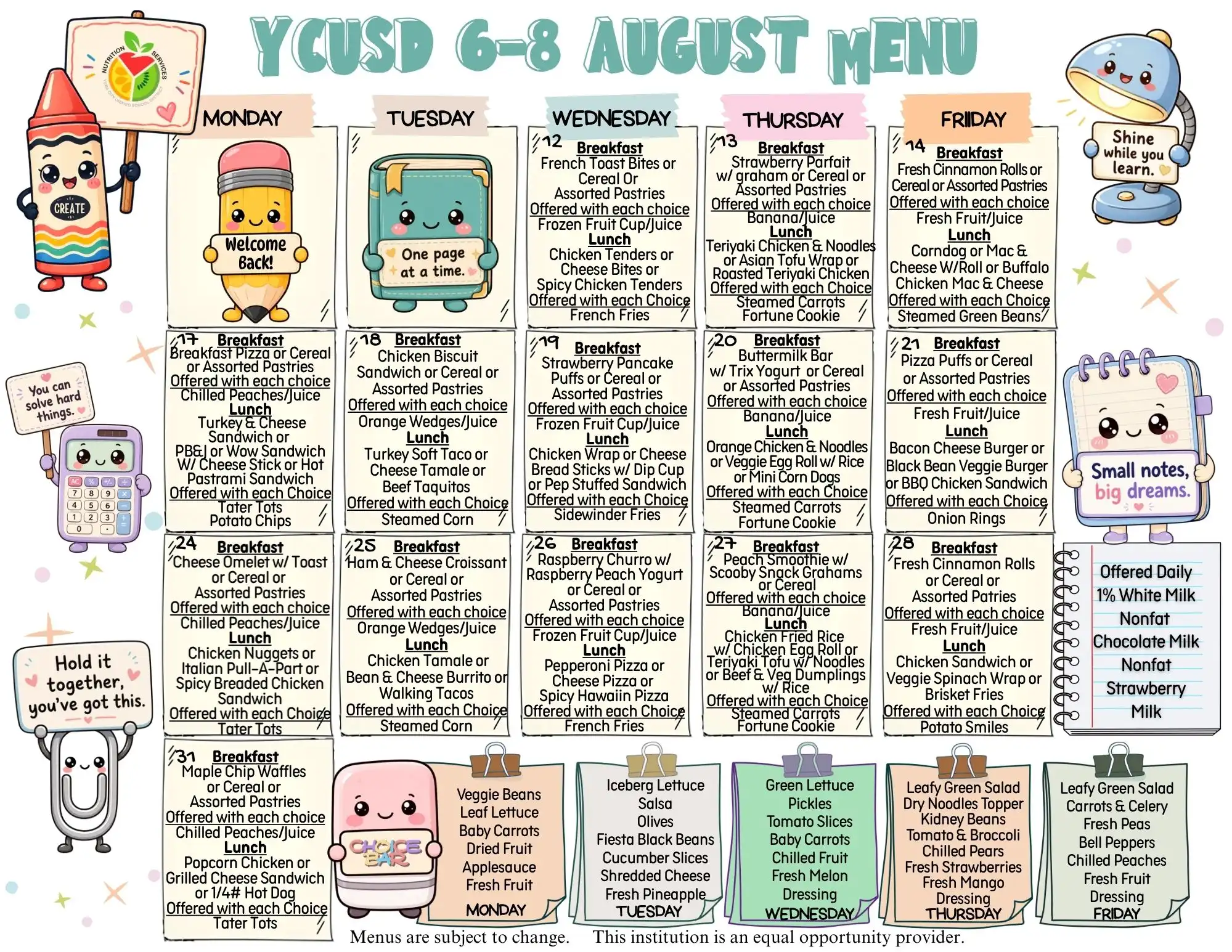 YCUSD 6-8 Consolidated Menu August 2026