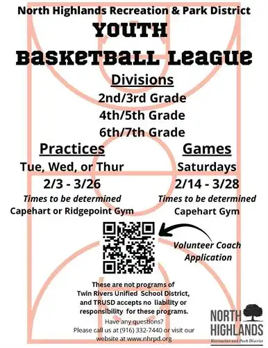 NHRPD Basketaball League Opportunity. Call 916-332-7440 for more information.