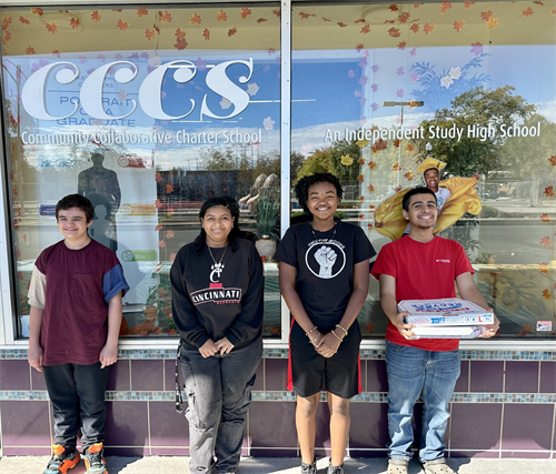 students out front