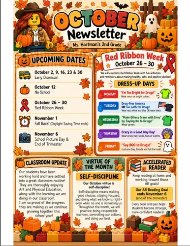 2nd grade October newsletter