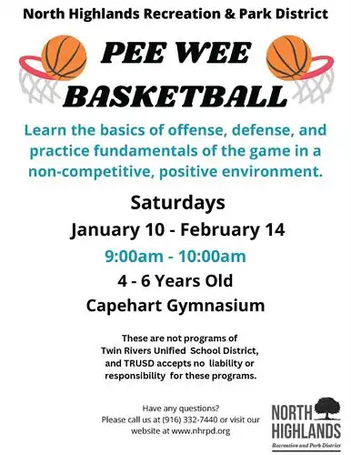 NHRPD Pee Wee Basketball Offering. Call 916-332-7440 for more information.