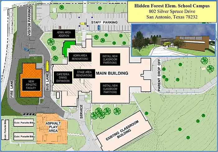 Hidden Forest ES Additions and Renovations Project building perspective 