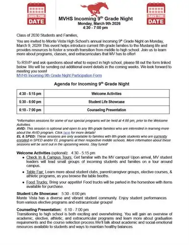 MVHS Incoming 9th Grade Night