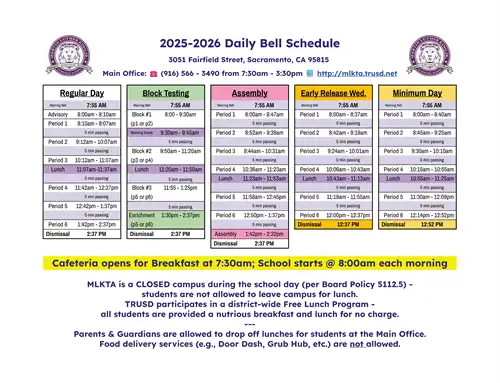 2526 School Bell Schedule