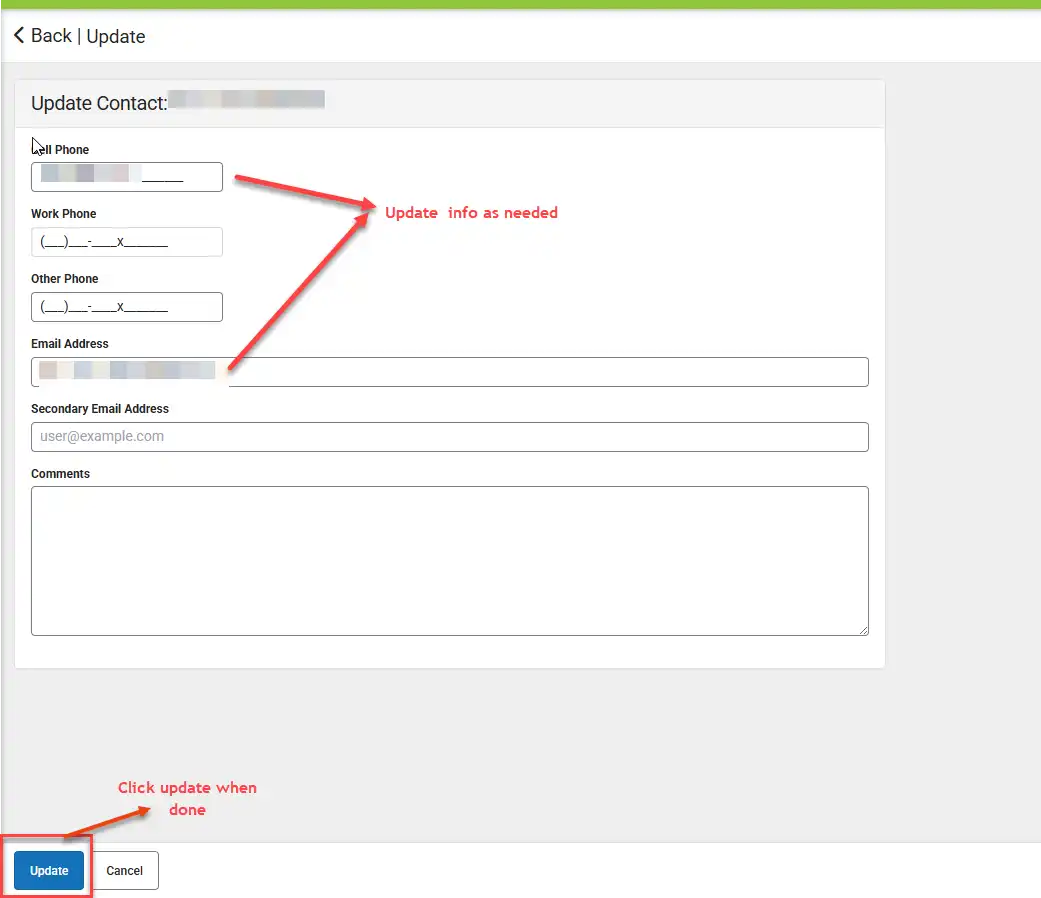 Update Contact info -2