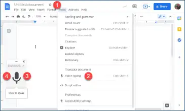 Google Docs Voice Typing