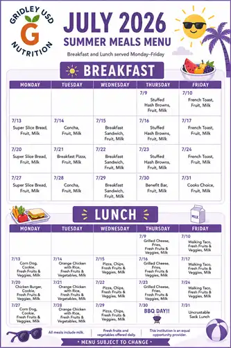 July summer session menu