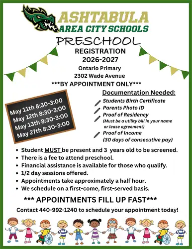 Preschool Registration 2026-2027