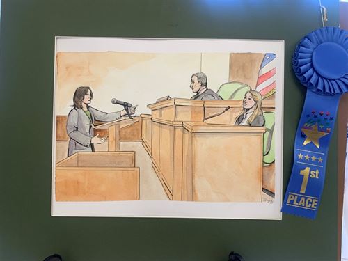 1st place courtroom artist drawing