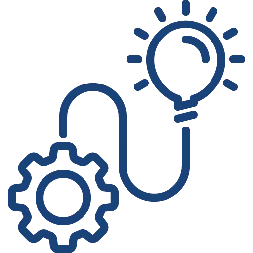 cog with lightbulb icon