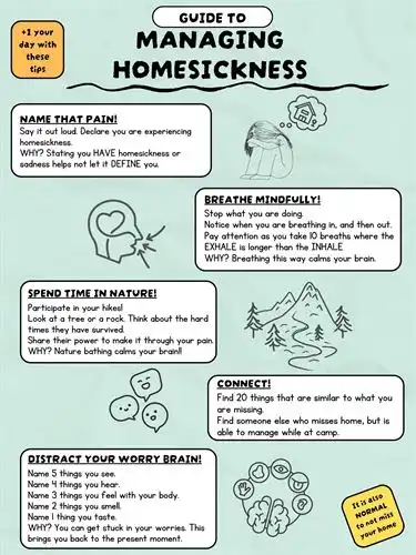 Poster with 5 strategies to manage homesickness