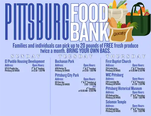 Pittsburg, Bay Point, Antioch - Local Food Bank Locations & Calendar Flyer