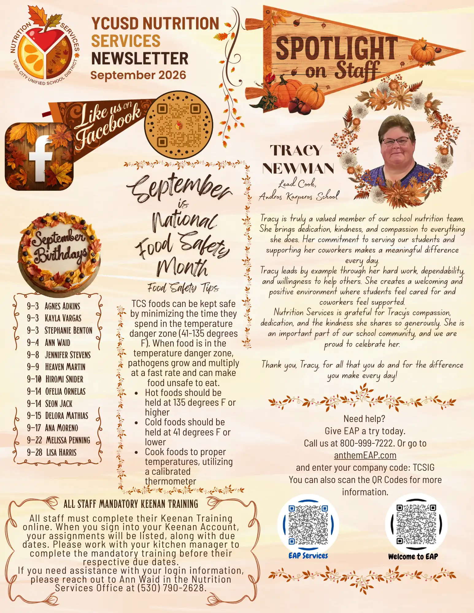 YCUSD Nutrition Services September 2026 Newsletter