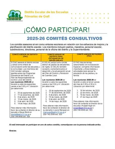 2025-26 Advisory Committees Information - Spanish