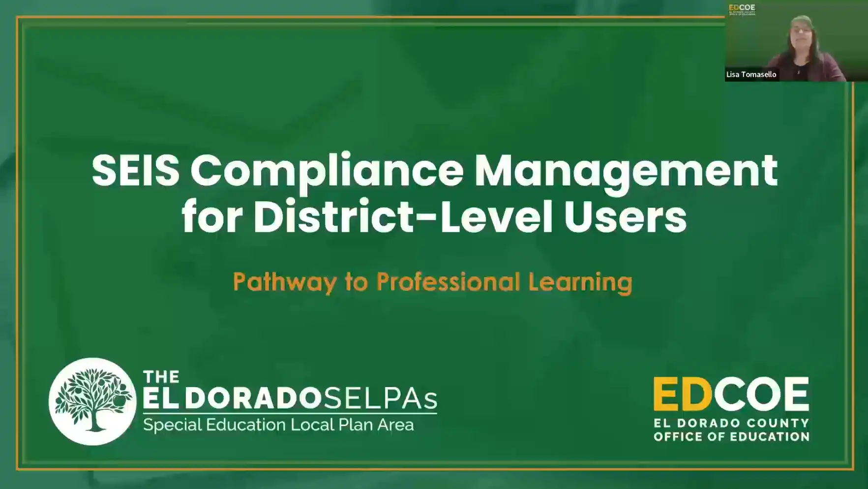 SEIS Compliance Management For District Level Users - Introduction Welcome and Objectives
