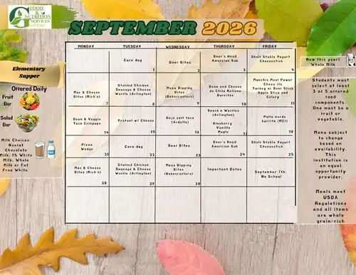 SEPTEMBER MENU