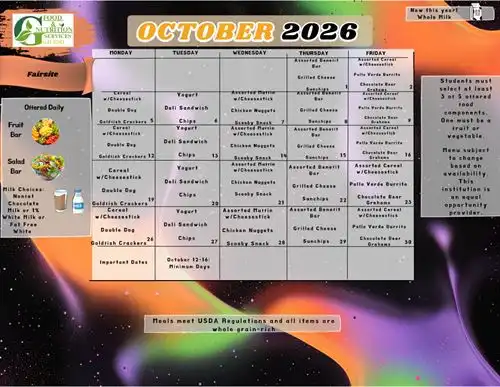 Fairsite October Menu image
