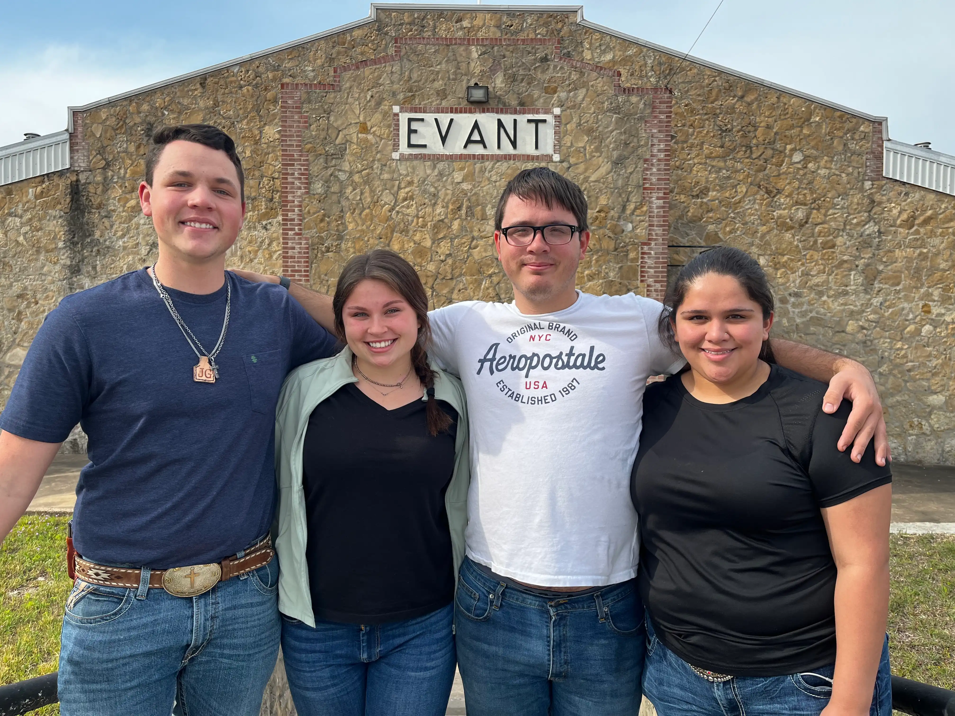 2023 Evant ISD Heritage Foundation Scholarship Recipients: from left, Jamie Graham, Jana Wall, Damien Honea, & Arely Reyes