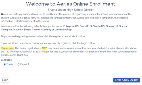 Aeries Enrollment