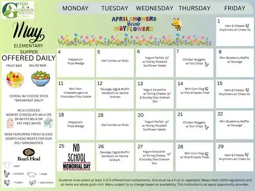 May 2026 Elementary Supper Menu
