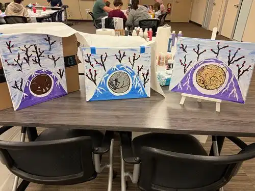 Family Art Night paintings