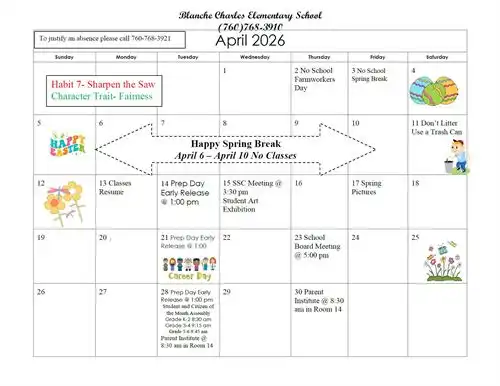 Calendar April english