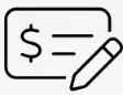give by check image with pen