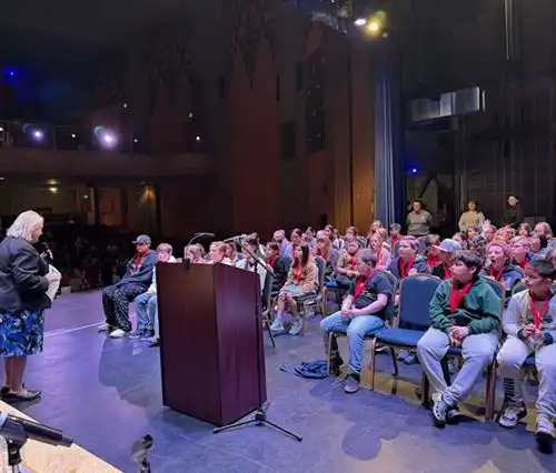 2025 Spelling Bee whole group with Mary Sakuma
