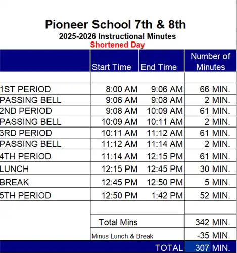 25-26 Shortened Day