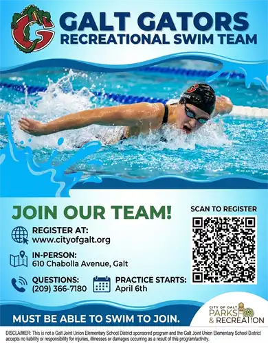 Galt Gator REcreational Swim Team Flyer - English