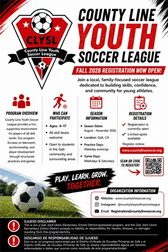 County Line Youth Soccer Flyer - English
