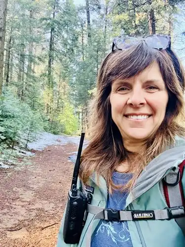 Person on a forested trail