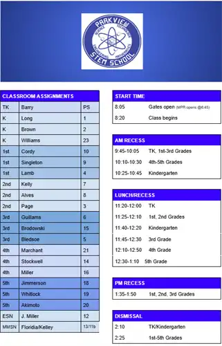 2026-2027 Bell Schedule