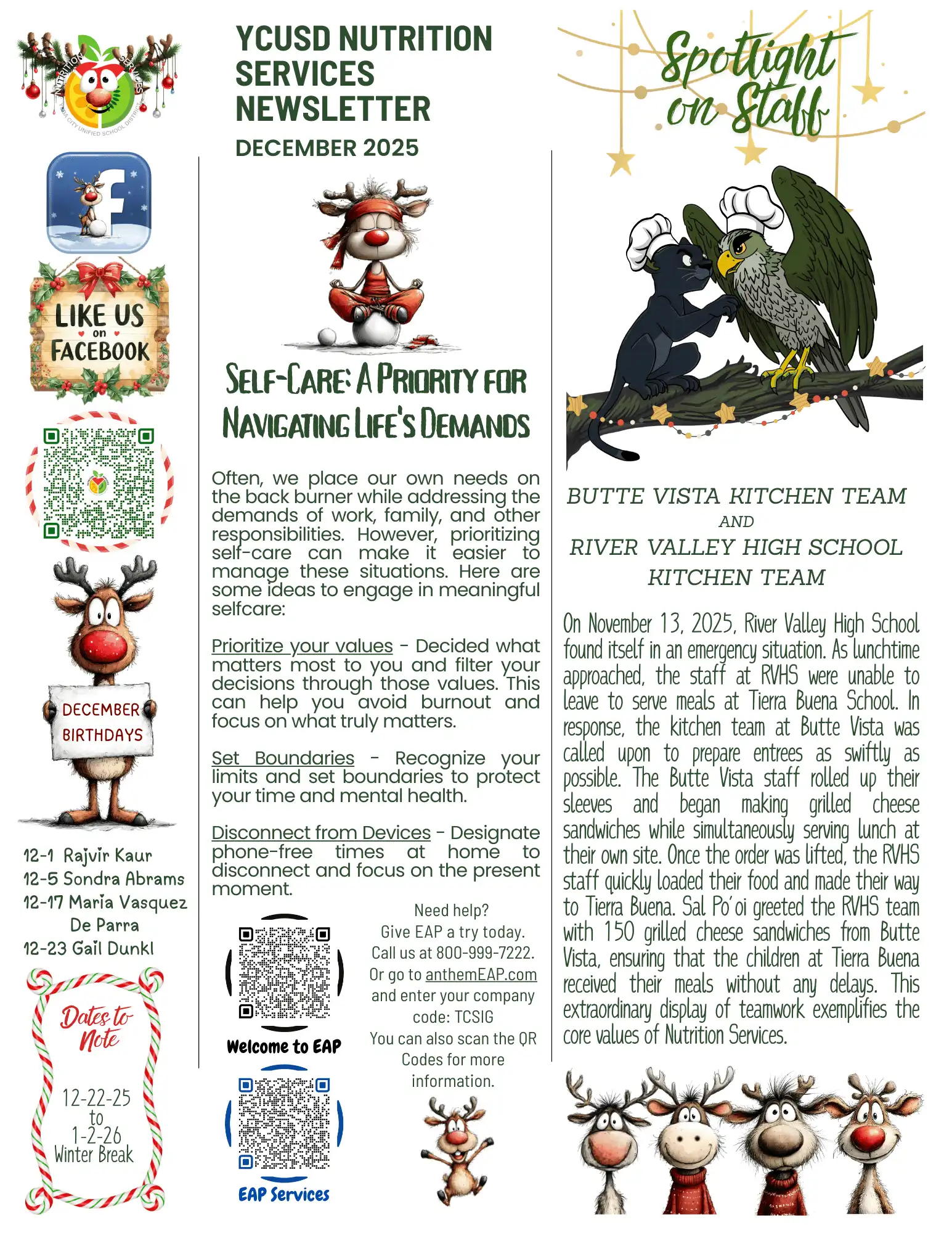 December 2025 Nutrition Services Newsletter